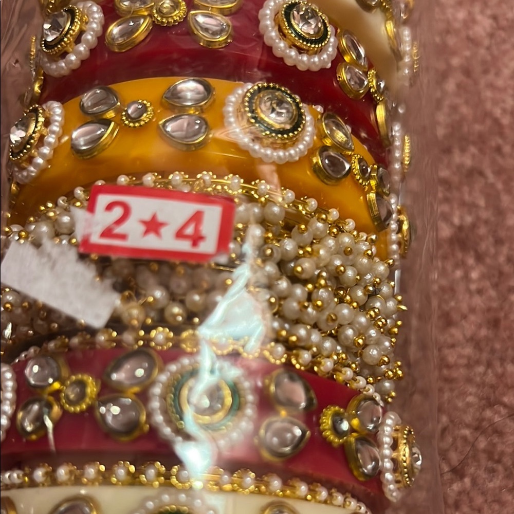 Red and Gold Bangle Set - Picture 3 of 4